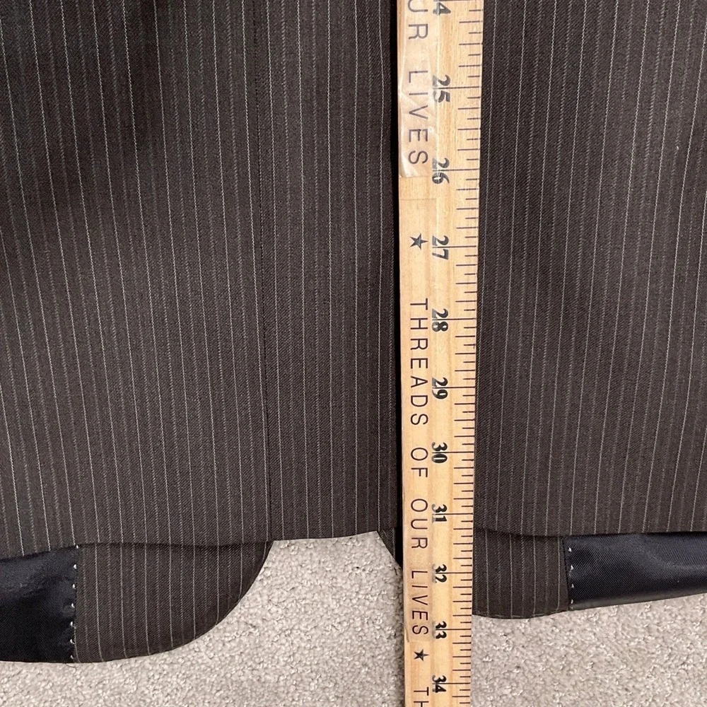 Bachrach Suit Men‎ 46R 38W26L Brown Pinstripe Italy